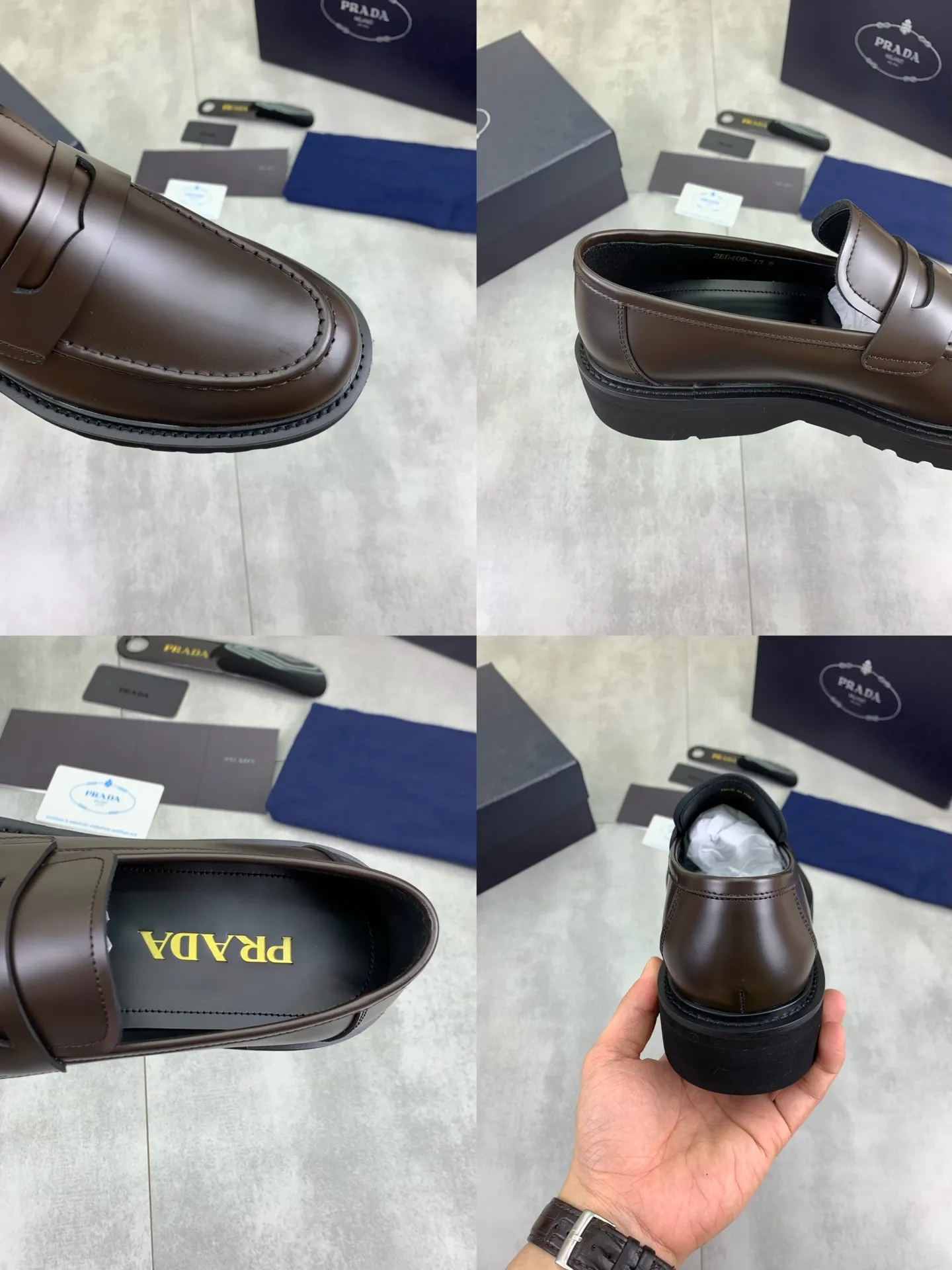 Factory price P880💰Original quality, top version🔱 ＰＲＡＤＡPrada. Men’s business casual leather shoes, top quality products. 1:1 shipment⬆️Luxurious and noble👞All imported original color-brushed edge beads, just to create a more comfortable wearing experience. Upper: Original comfortable open-edge bead rubbed color calfskin➕Top imported water-dyed full cow lining, original high-end lightweight and comfortable TPU foam combination bottom✔️Code number: 39-44 (38 45) 46 47 can be customized)
